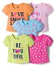 Doodle Poodle Cotton Knit Half Sleeves T-Shirts With Floral Heart & Animal Print Pack of 5 - Multicolor