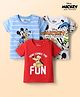 Babyhug Disney Cotton Knit T-Shirts with Mickey Mouse and Friends Graphics Half Sleeves Round Neck Multi Color 9-12 Months Pack of 3