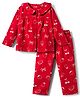 Babyhug Cotton Knit Full Sleeves Peter Pan Collared Top & Pyjama Co-Ord Night Suit With Cherry & Strawberry Print - Red