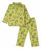 Babyhug Cotton Knit Full Sleeves Animals Printed Co-Ords Shirt & Pajama Night Suit - Green