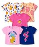 Doodle Poodle 100% Cotton Knit Half Sleeves Tropical Theme Printed Tops Pack Of 5 - Dark Pink Navy Blue & Yellow