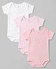 I Bears Interlock Knit Half Sleeves Striped & Bear Printed Onesies Pack Of 3 - Pink & White