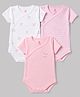 I Bears Interlock Knit Half sleeves Striped Onesies With Horse Print Pack of 3 - Pink & White