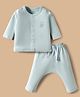 I Bears Knitted Full Sleeves Bear & Text Printed T-Shirt & Pyjama Night Suit - Turquoise