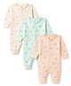 I Bears Interlock Knit Full Sleeves Bear & Guitar Printed Romper Pack Of 3 - Peach & Light Green
