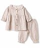 I Bears Knitted Full Sleeves Printed Co-Ords Top & Pyjama Night Suit - Pink