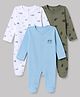 I Bears Interlock Knit Full Sleeves Vehicles & Tropical Theme Printed Footed Sleepsuits Pack Of 3 - Multicolor
