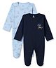 I Bears Interlock Knit Full Sleeves Animals Printed Footed Sleepsuits Pack Of 2 - Multicolor