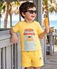 Babyoye 100% Cotton Single Jersey Knit Half Sleeves T-Shirt & Shorts Set With Animal Print - Yellow