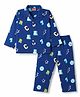Babyhug Cotton Knit Full Sleeves Alphabets Printed Co-Ords Shirt & Pyjama Night Suit - Navy Blue