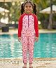 Kaboosh  Full Raglan Sleeves Hearts & Rainbows Printed Swimsuit - Pink