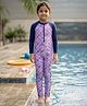 Kaboosh Full Raglan Sleeves Mermaid Printed Swimsuit - Blue & Pink