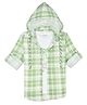 CAVIO Cotton Woven Full Sleeves Checked Hooded Shirt With Tee - Green