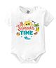 Baby Buzz 100% Cotton Knit Half Sleeves Summer Time Text Printed Onesie - White
