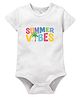 Zeezeezoo 100% Cotton Knit Half Sleeves Summer Vibes Text Printed Onesie - White