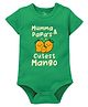 Zeezeezoo 100% Cotton Knit Half Sleeves Mumma & Papas Cutest Mango Text Printed Onesie - Green