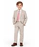 Piccolo Cotton Blend Woven Full Sleeves Solid 3 Piece Party Suit Set With Tie - Beige & White