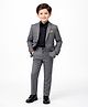 Piccolo Cotton Blend Woven Full Sleeves Solid 3 Piece Party Suit Set With Bow - Grey & Black