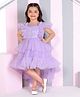 Ministitch Net Woven Sleeveless Off Shoulder Sequins Embellished & Ruffle Detailed Dress - Lavender
