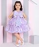 Ministitch Woven Sleeveless Bow Applique Detailed Sequins Embellished Balloon Dress - Lavender