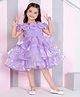 Ministitch Woven Sleeveless Floral Applique Detailed Sequins Embellished Ruffled Dress - Lavender