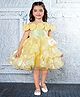 Ministitch Woven Sleeveless Floral Applique Detailed Sequins Embellished Ruffled Dress - Yellow