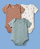 I Bears Interlock Knit Half Sleeves Star Nautical Theme & Bear Printed Onesies Pack of 3 - Multicolor