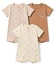 I Bears Interlock Knit Half Sleeves Nautical Theme Printed & Striped Rompers Pack Of 3 - Multicolor