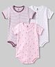 I Bears Interlock Knit Half Sleeves Striped & Floral Printed Rompers Pack Of 3 - Multicolor
