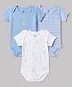 I Bears Interlock Knit Half Sleeves Bear Printed & Striped Onesies Pack Of 3 - Multicolor