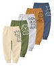 KUCHIPOO Cotton Blend Knit Pack Of 5 Animals Printed Joggers - Multi Colour