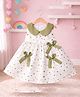 POP STREET KIDS Cotton Blend Woven Sleeveless Abstract Printed Bow Applique Detailed Dress - Green