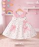 POP STREET KIDS Cotton Blend Woven Sleeveless Abstract Printed Bow Applique Detailed Dress - Pink