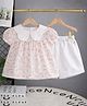 POP STREET KIDS Cotton Blend Woven Half Puffed Sleeves Floral Printed Frock Style Top & Shorts Set - Pink