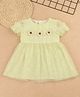 POP STREET KIDS Cotton Blend Woven Frill Sleeves Floral Applique Detailed Dress - Green