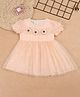 POP STREET KIDS Cotton Blend Woven Frill Sleeves Floral Applique Detailed Dress - Pink