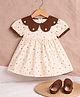 POP STREET KIDS Cotton Blend Woven Half Sleeves Floral Printed Dress - Brown