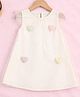 POP STREET KIDS Cotton Blend Woven Sleeveless Heart Patch Detailed Dress - White