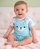 Babyoye 100% Cotton Knit Dungaree & Half Sleeves Inner Tee with Animal Print - Light Blue & White
