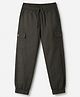 Pine Kids Cotton Elastane Woven Cargo Full Length Solid Trouser in Olive Green