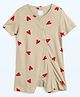 Cocoon Care Bamboo Knit Half Sleeves Heart Printed Romper - Beige
