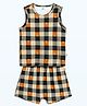 Cocoon Care Bamboo Knit Sleeveless Checked & Animals  Printed Coordinating Vest & Shorts Set - Multi Colour
