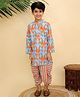 The Mom Store Cotton Woven Full Sleeves Abstract Printed Dhoti Kurta Set - Multi Colour