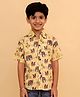 The Mom Store Cotton Woven Half Sleeves Elephant Printed Shirt - Multi Colour
