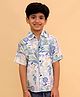 The Mom Store Cotton Woven Half Sleeves Jungle Theme Printed Shirt - Multi Colour