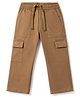 Pine Kids Cotton Elastane Woven Full Length Solid Trouser With Cargo Pockets - Brown
