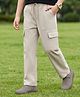 Pine Kids Cotton Elastane Woven Full Length Solid Trouser With Cargo Pockets - Beige