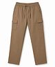 Pine Kids Cotton Elastane Woven Full Length Solid Color Trousers with Cargo Pockets  - Khaki