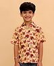The Mom Store Cotton Woven Half Sleeves Elephant Printed Shirt - Multi Colour