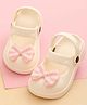 Yellow Bee Stone Embellished Bow Applique Detailed Perforated Slingback Clogs - Beige
